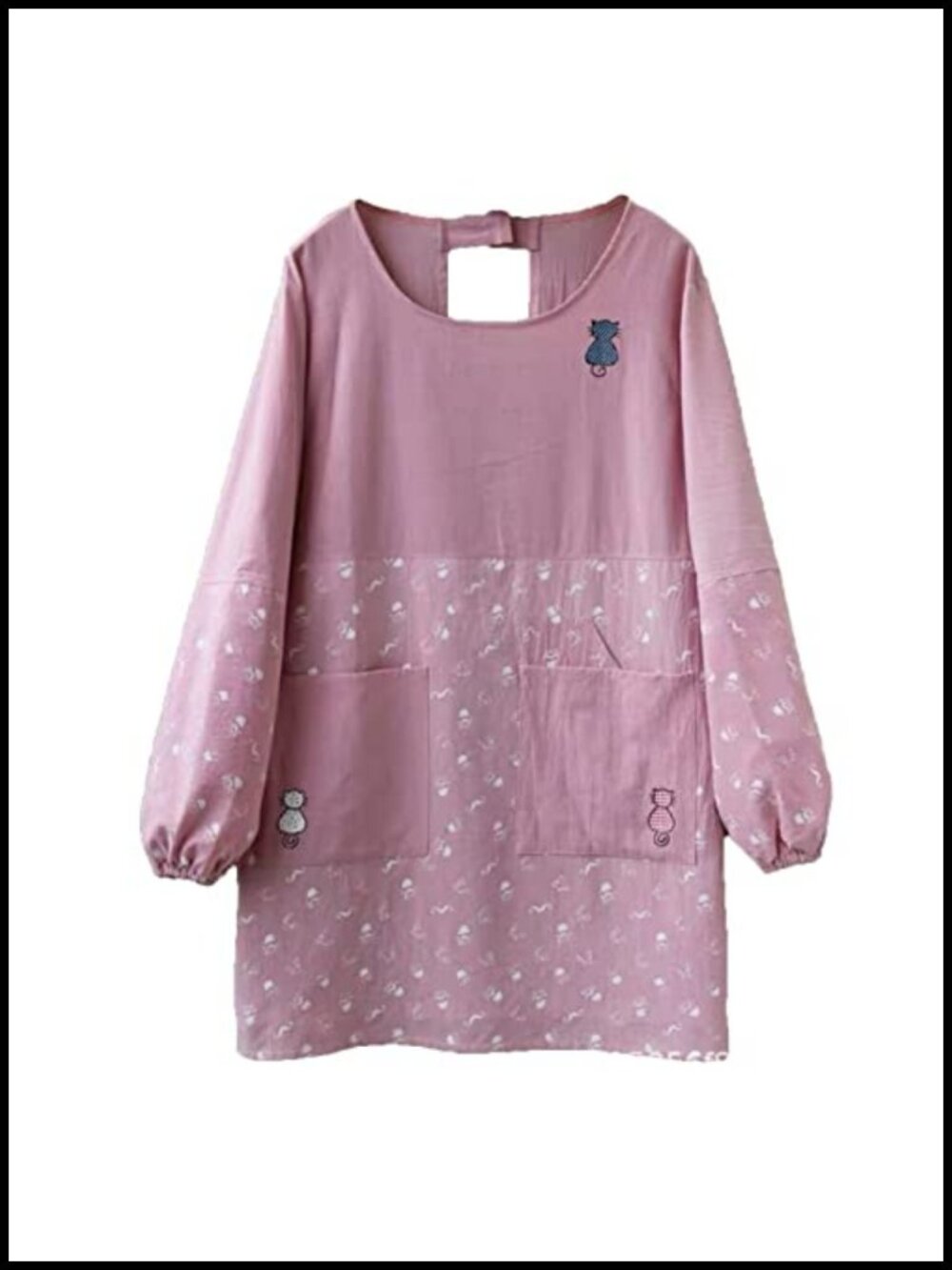 Long Sleeve Cotton Apron with Pockets Chef Cooking Smock
